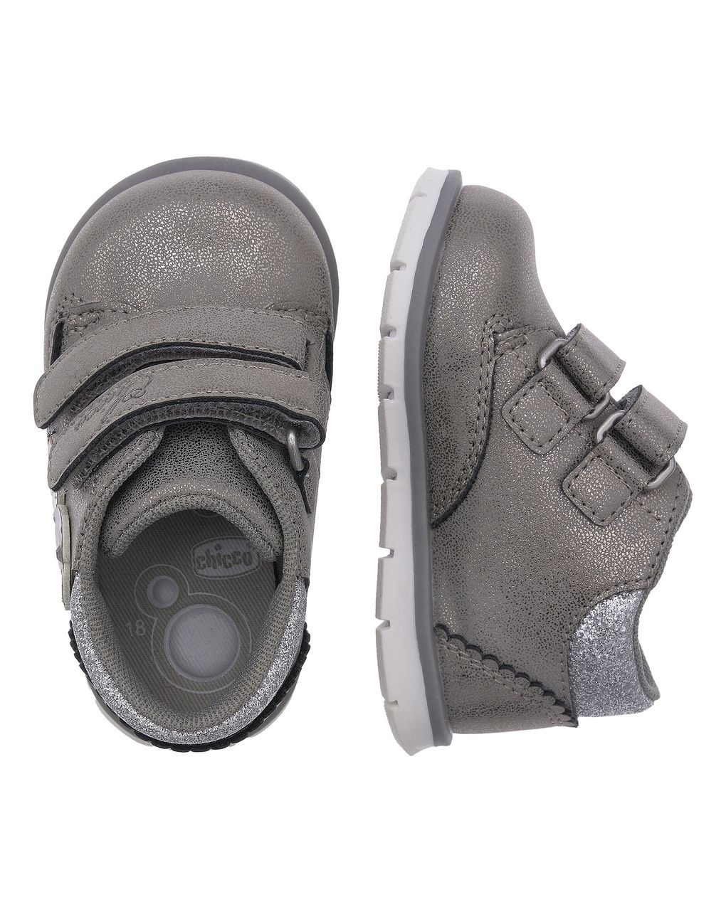 Chicco - scarpa fenice bimba acciaio doppio velcro con fiori