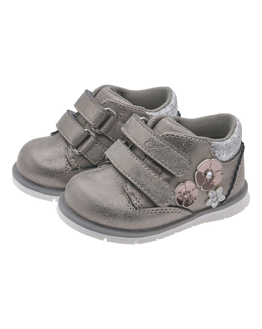 Chicco - scarpa fenice bimba acciaio doppio velcro con fiori