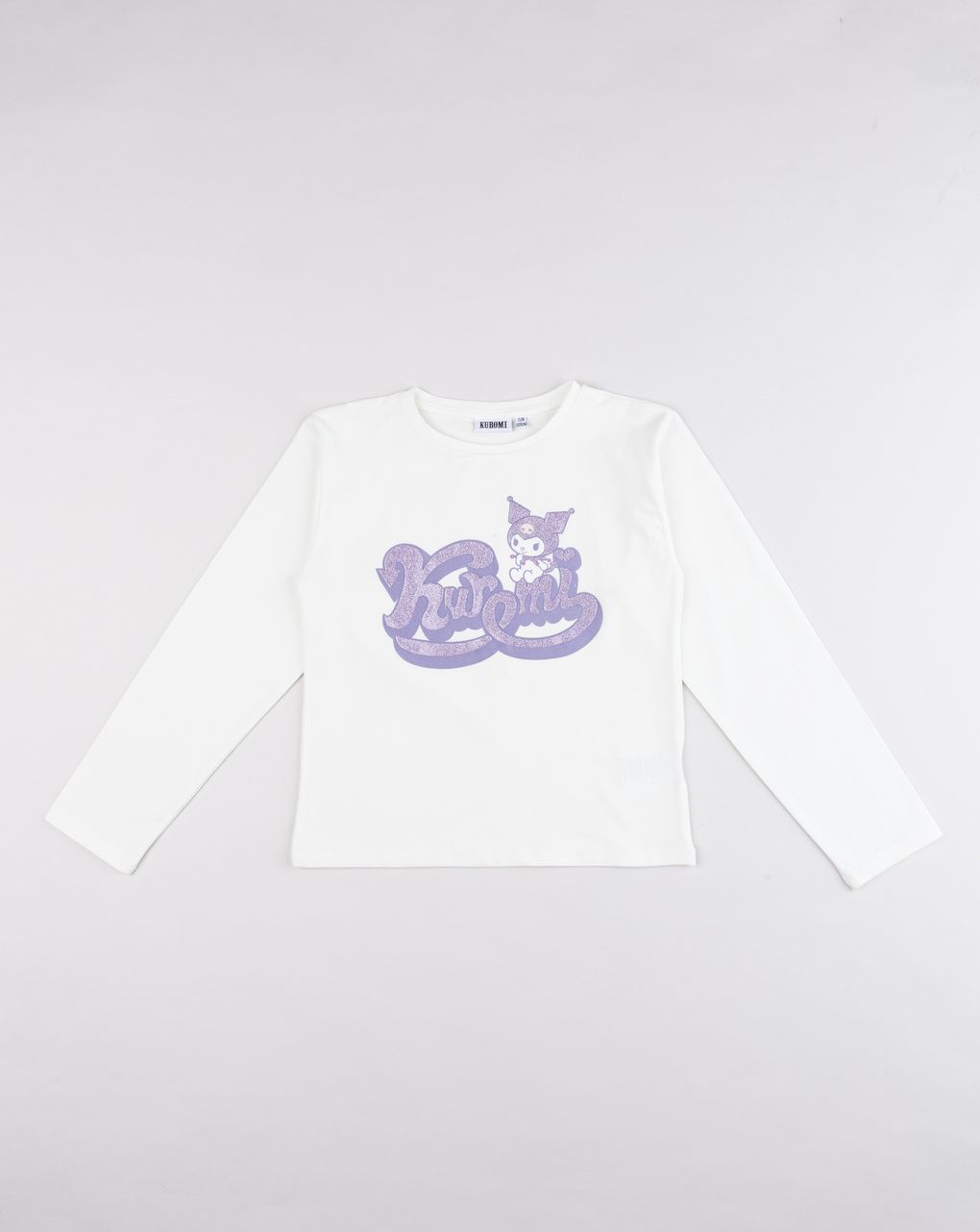 T-shirt bambina kuromi bianco e panna maniche lunghe