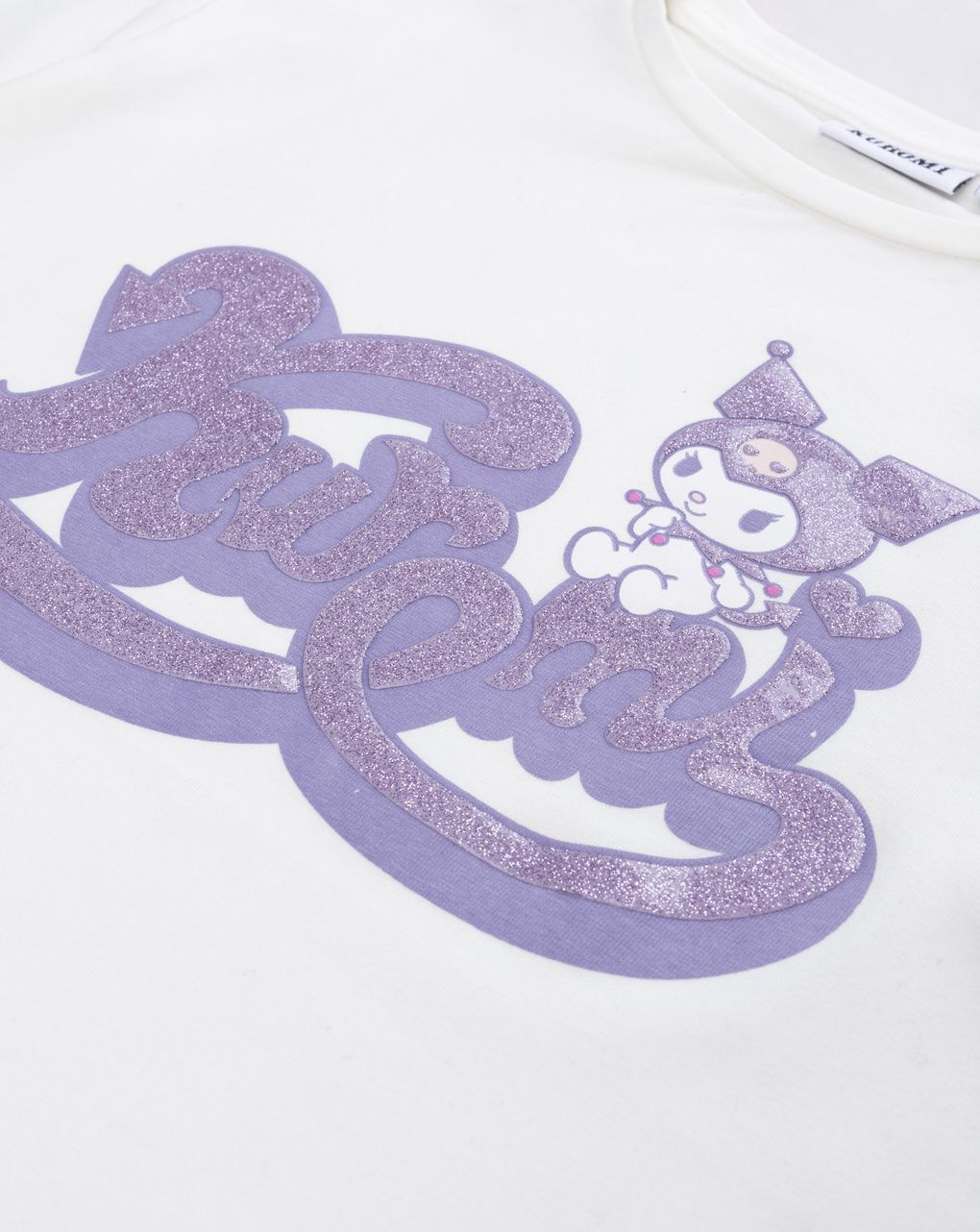 T-shirt bambina kuromi bianco e panna maniche lunghe