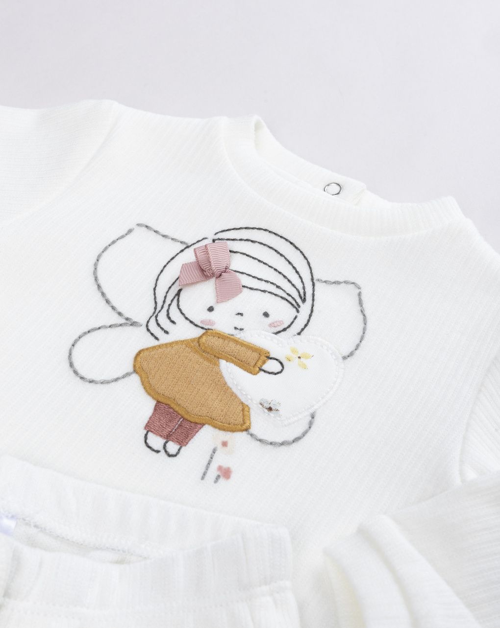 Set 2 pezzi top+pantaloni neonata fatina panna