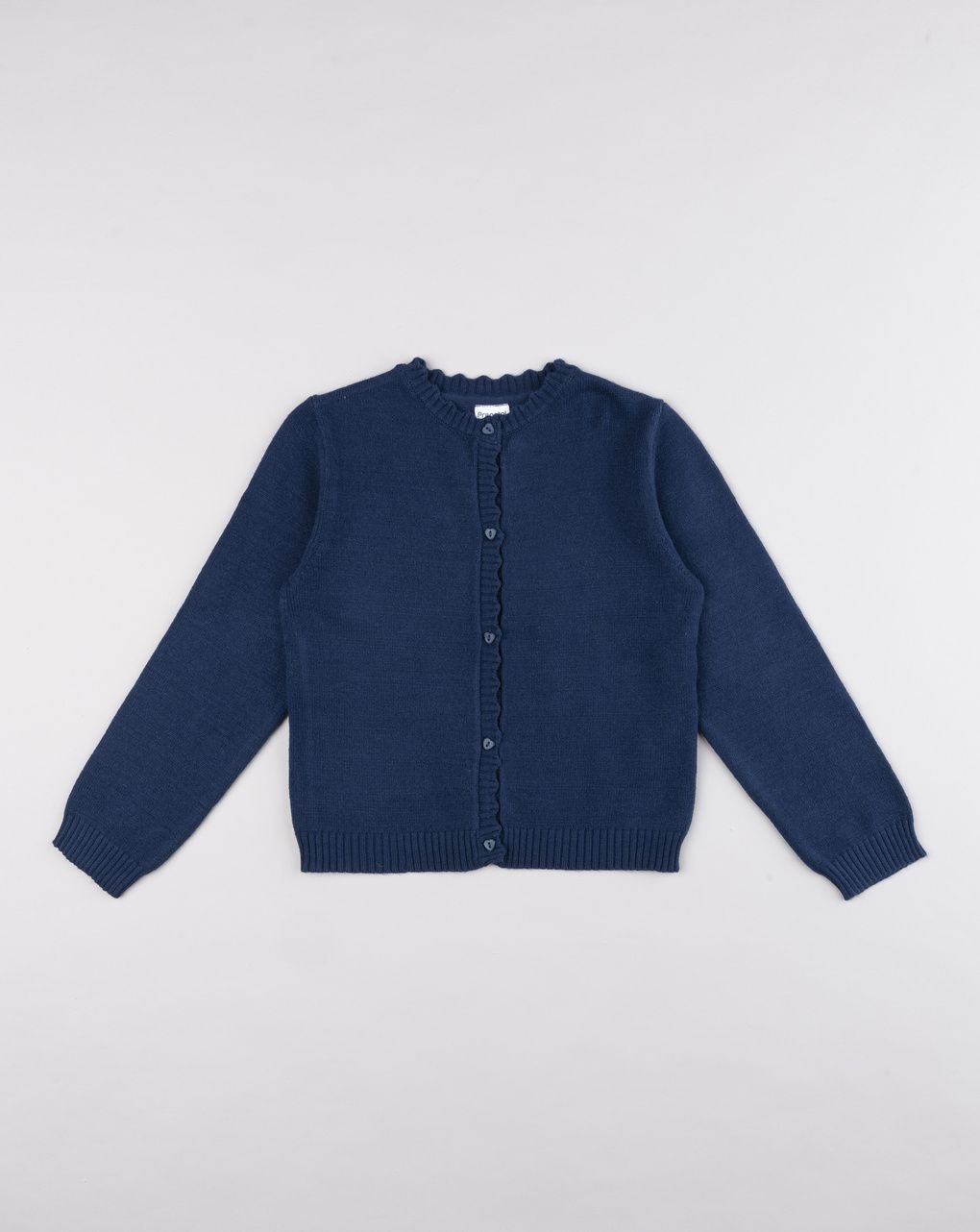 Cardigan bambina a colletto scialle blu scuro