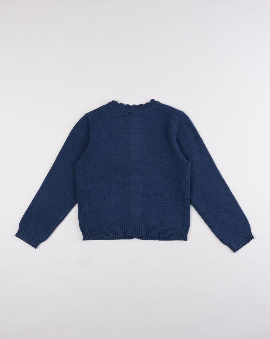 Cardigan bambina a colletto scialle blu scuro