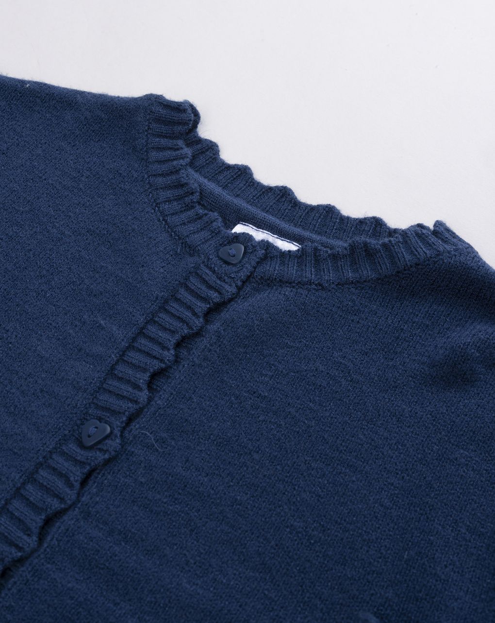 Cardigan bambina a colletto scialle blu scuro