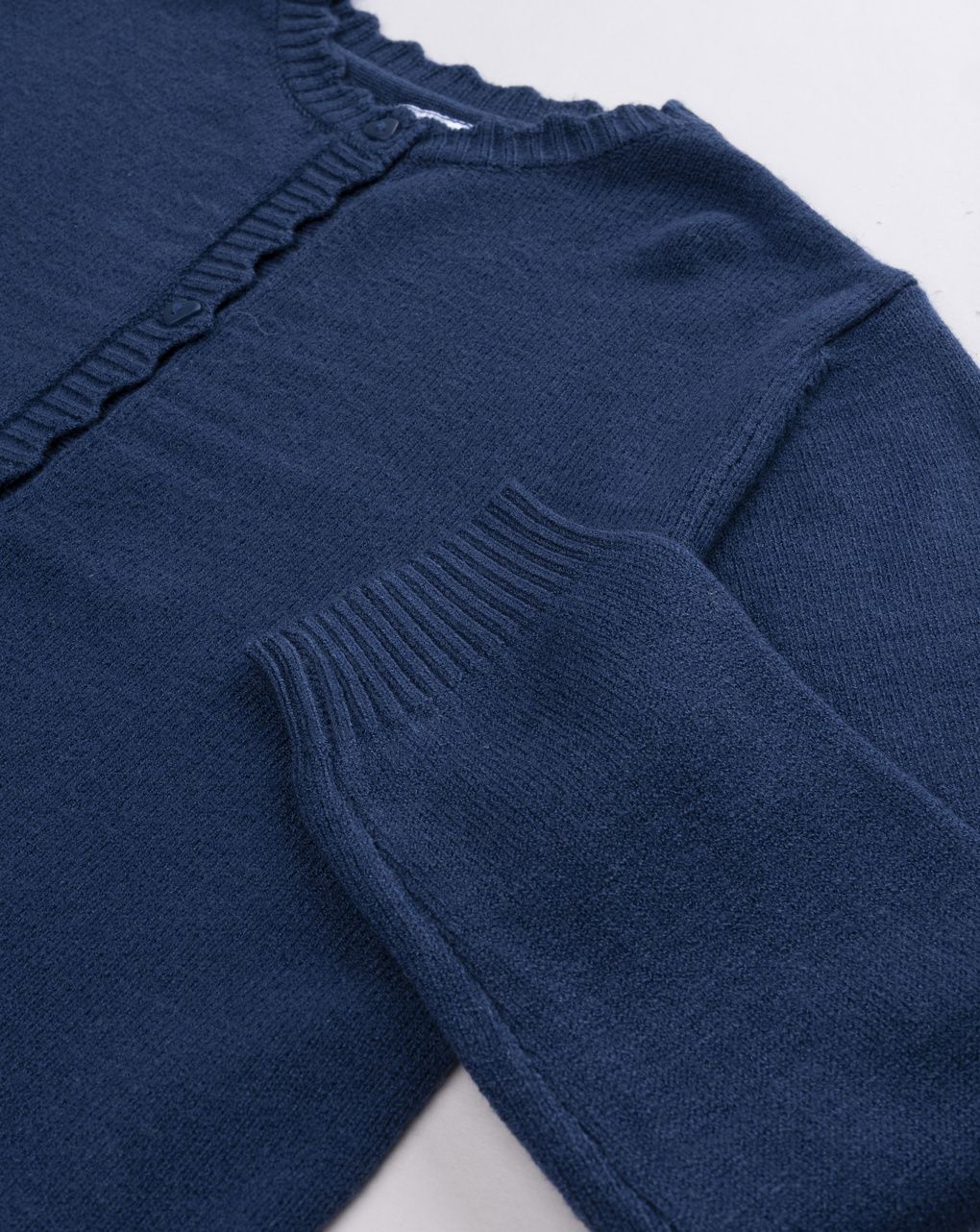 Cardigan bambina a colletto scialle blu scuro
