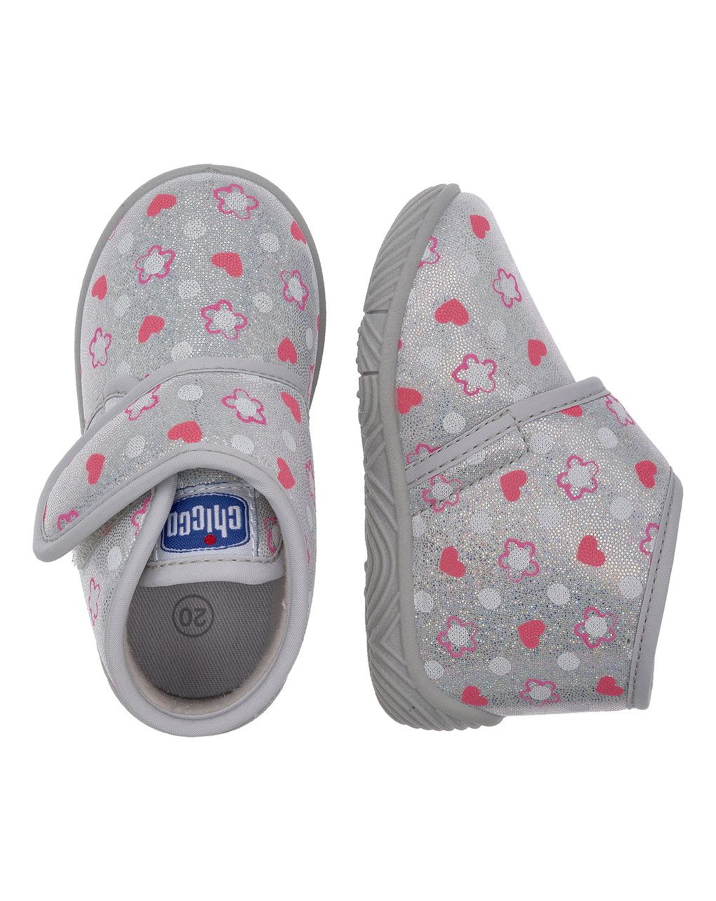 Chicco - scarpa asilo bimba grigia fedora  con allover