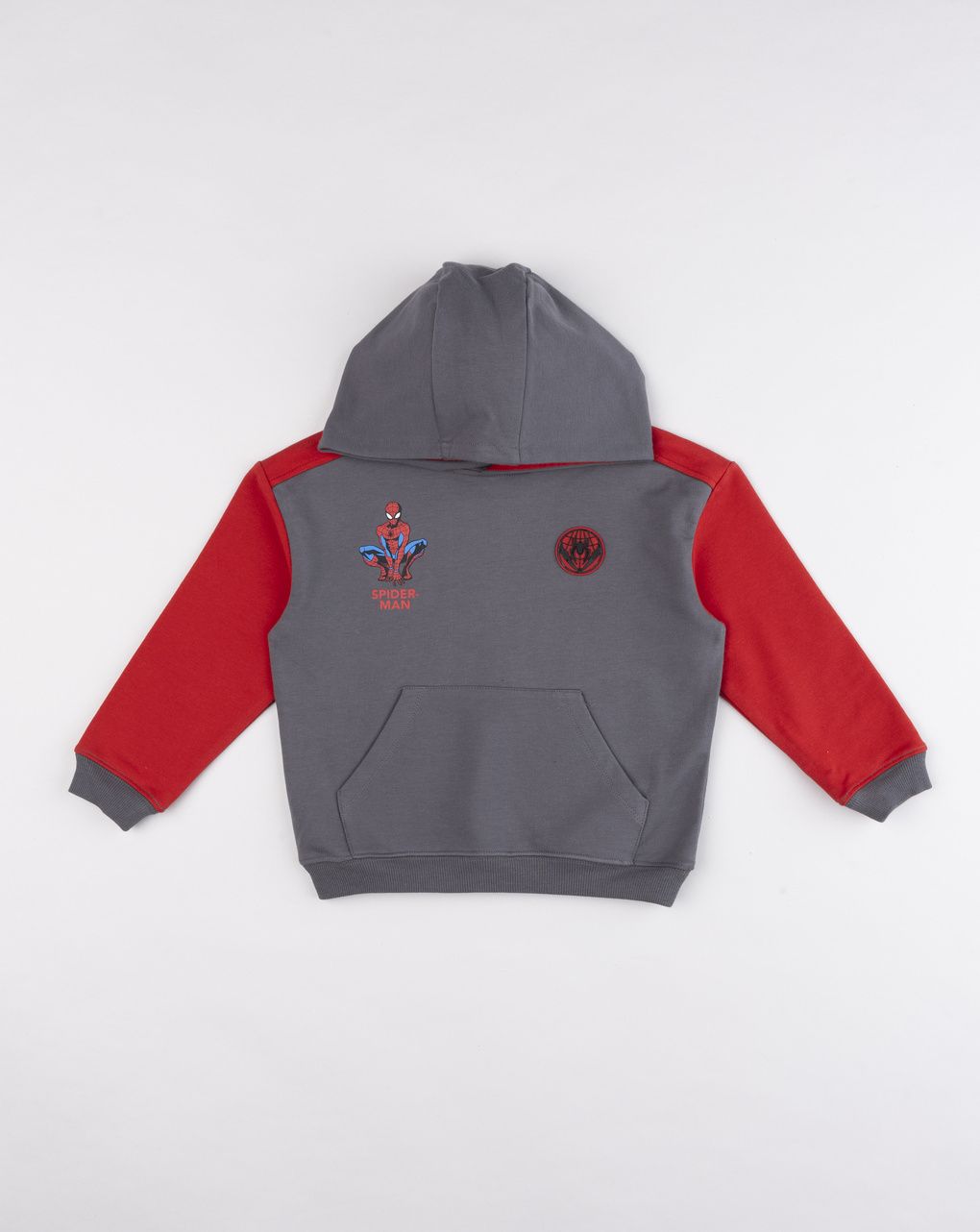 Felpa pesante bambino spider-man grigio e rosso