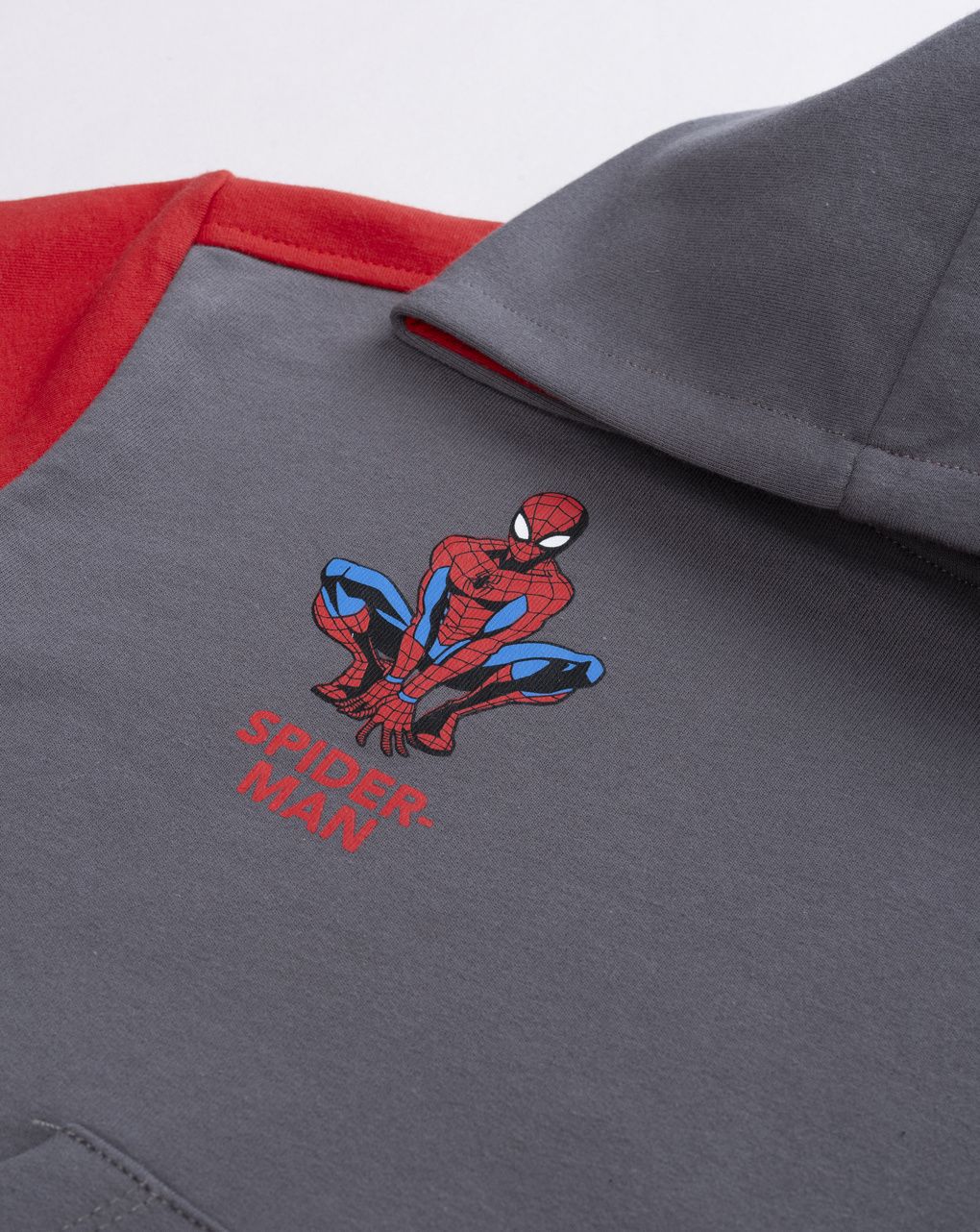 Felpa pesante bambino spider-man grigio e rosso