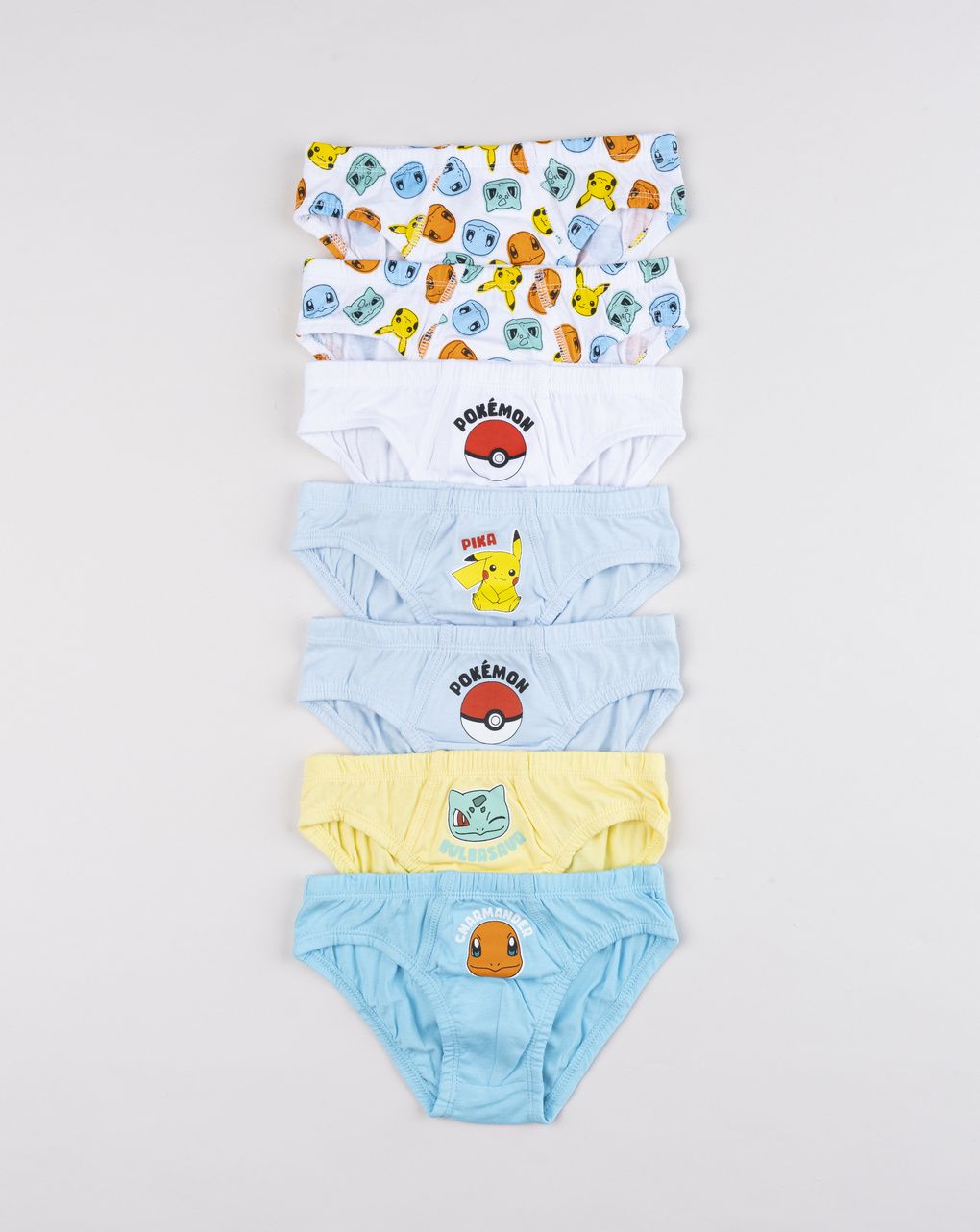 Pack 7 slip bambino pokémon multicolor