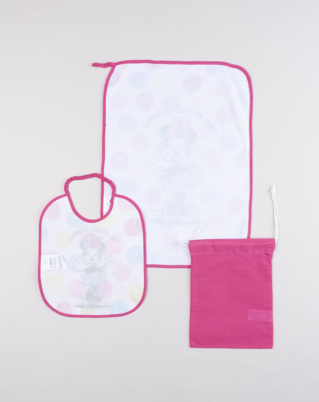 Set bavaglino e asciugamano bambina minnie fucsia