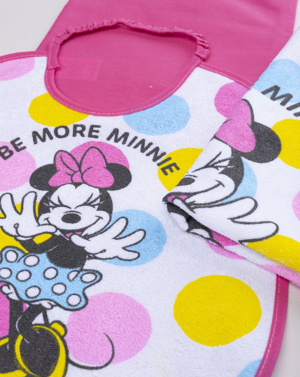 Set bavaglino e asciugamano bambina minnie fucsia