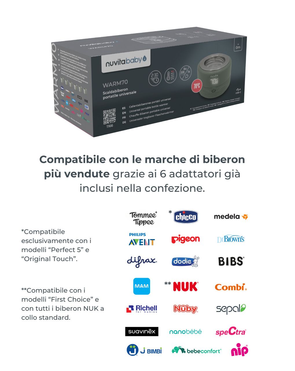 Scaldabiberon portatile universale warm70 - 1166 - nuvita