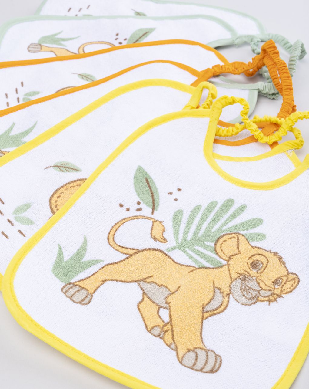Pack 6 bavaglini bimbo disney re leone giallo, arancione, verde