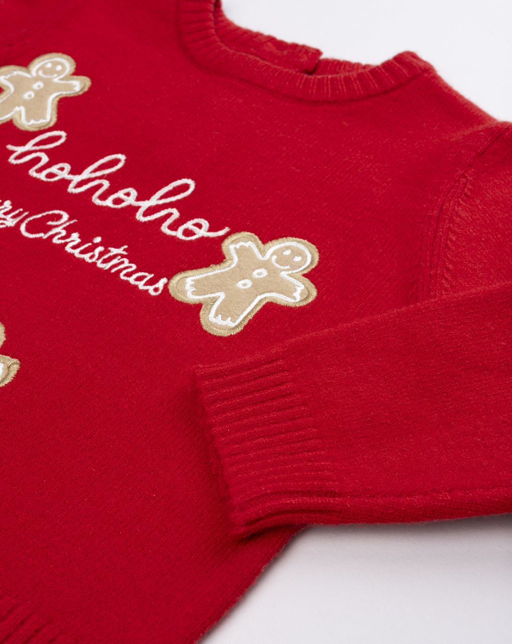 Maglia tricot natale bimbo rossa con patch