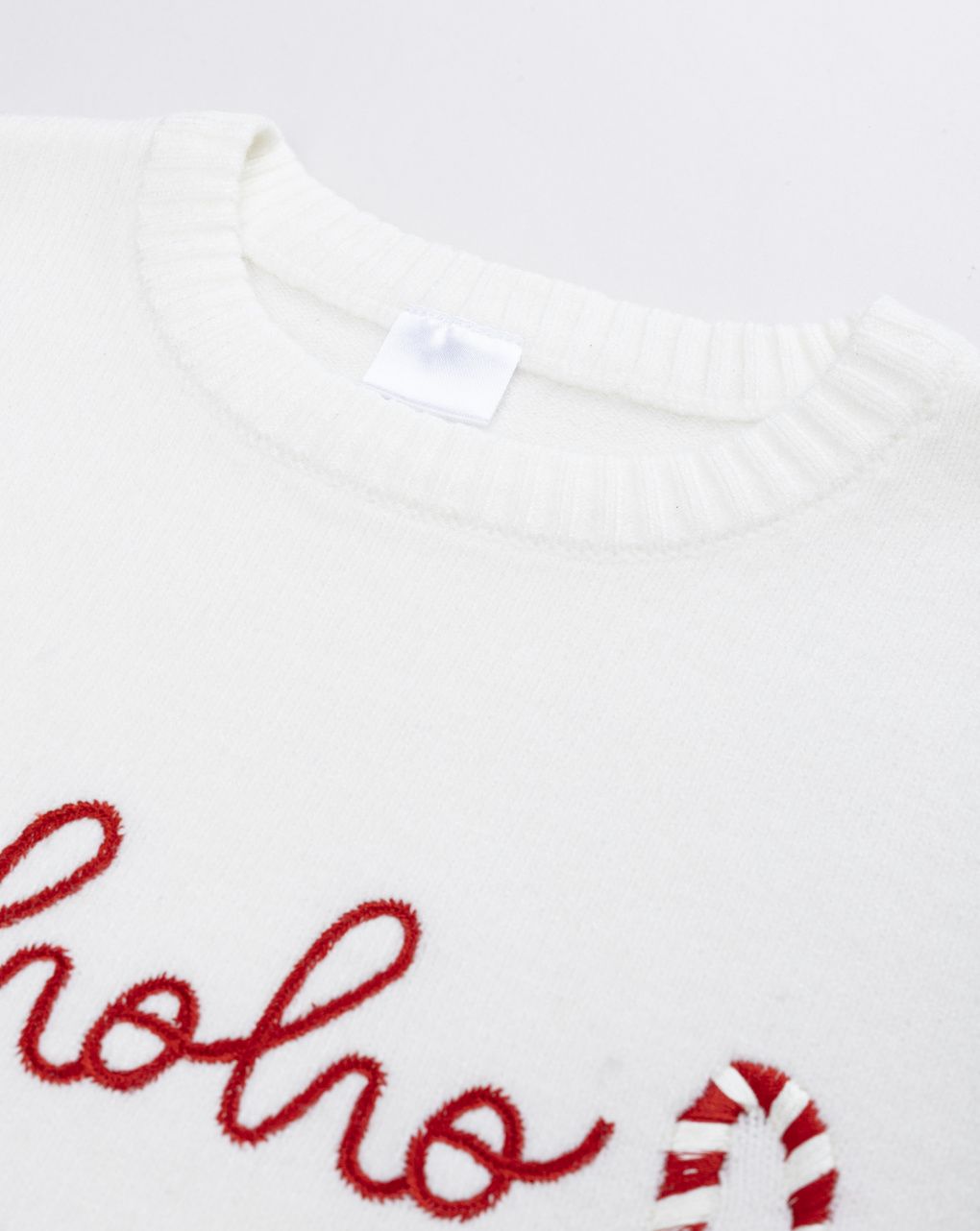 Maglia tricot natale bambina bianca con patch