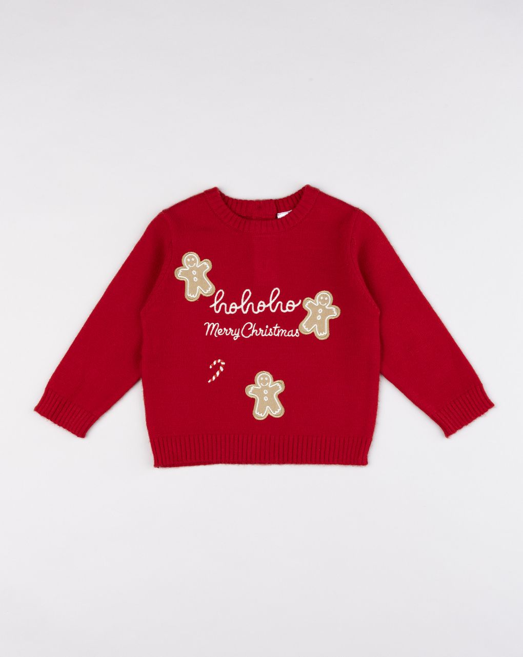 Maglia tricot natale bimbo rossa con patch