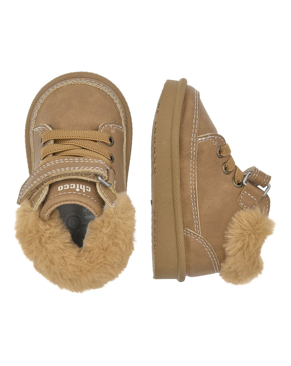 Chicco - polacchino bimbo fassy cuoio stringata con pelo