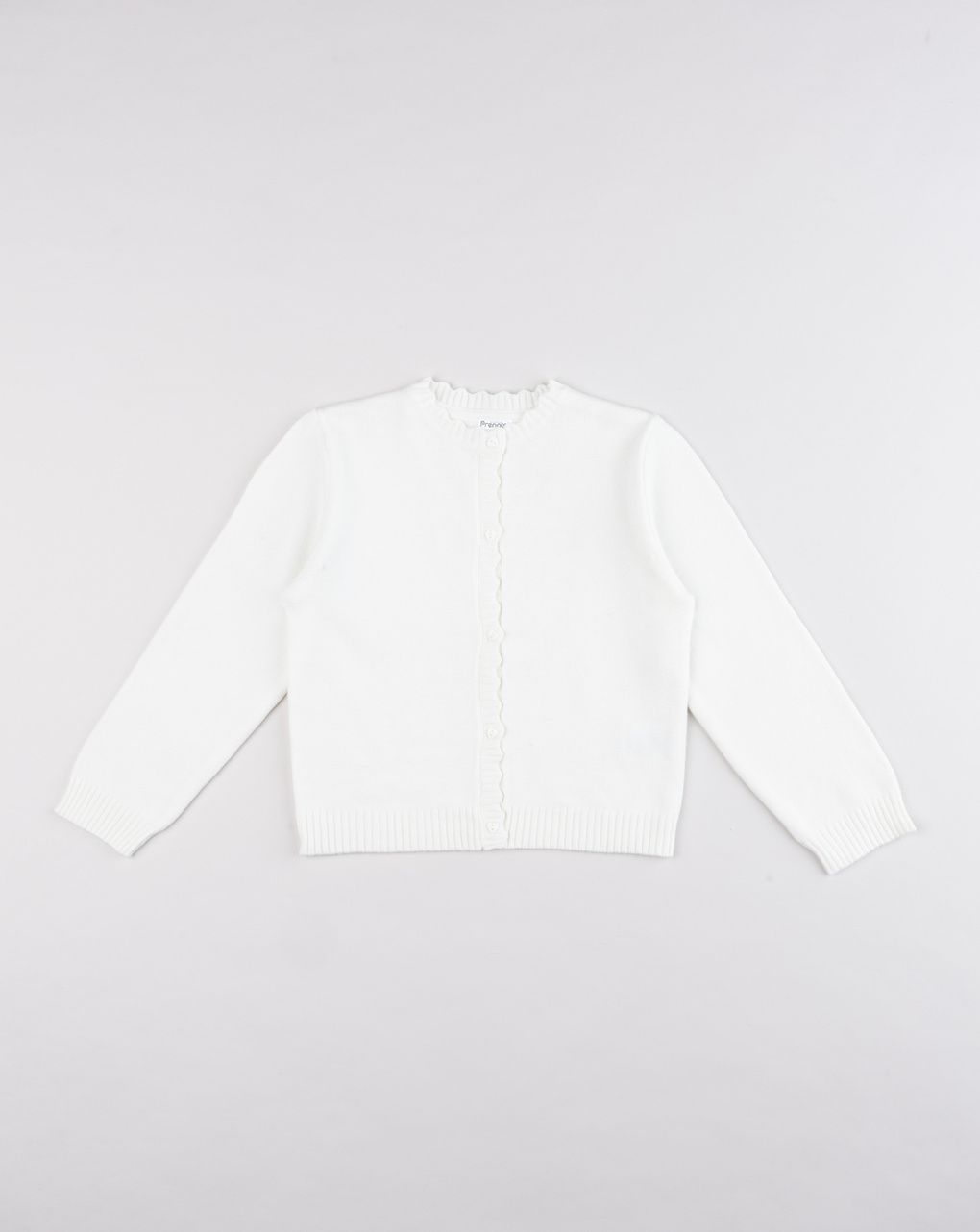 Cardigan bambina a scialle lungo panna