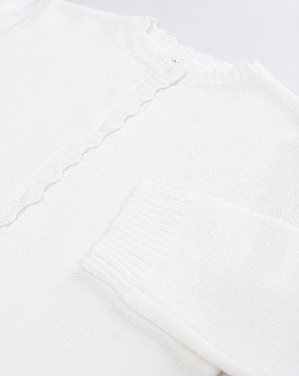 Cardigan bambina a scialle lungo panna